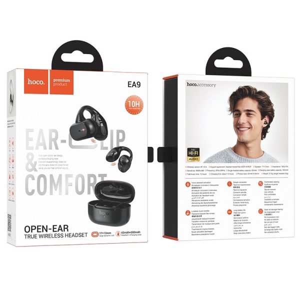 Моно Bluetooth-гарнитура HOCO EA9 с зажимом и шумоподавлением