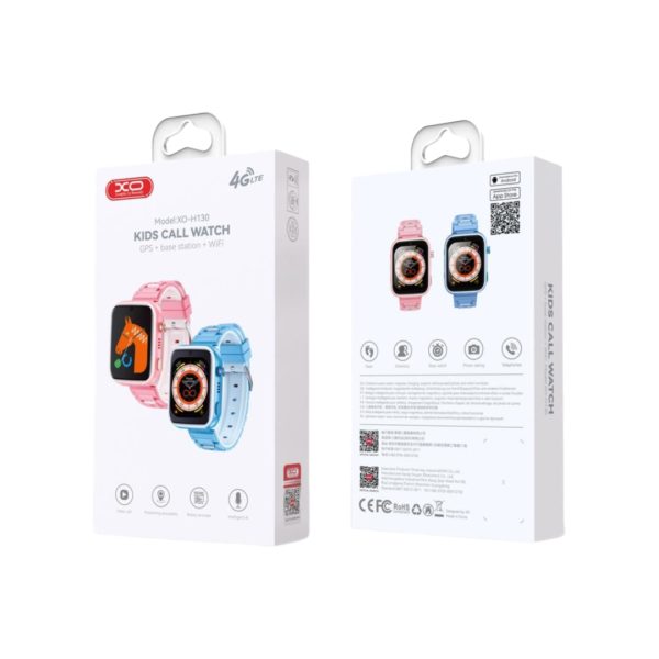 Детские смарт-часы XO H130 4G GPS (розовые / синие)