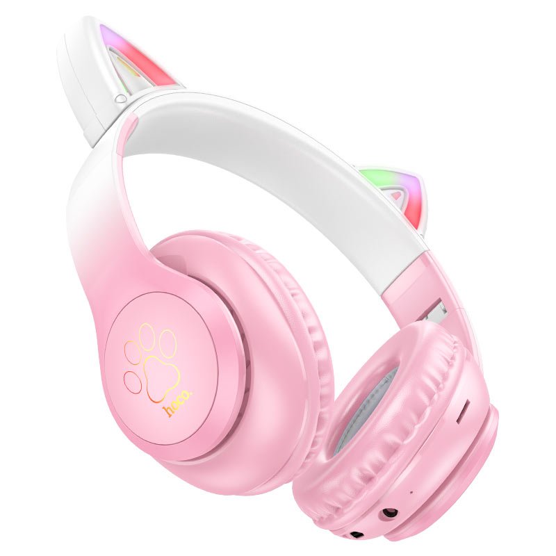 Детские складные Bluetooth наушники Hoco W42 с LED-подсветкой и ушками