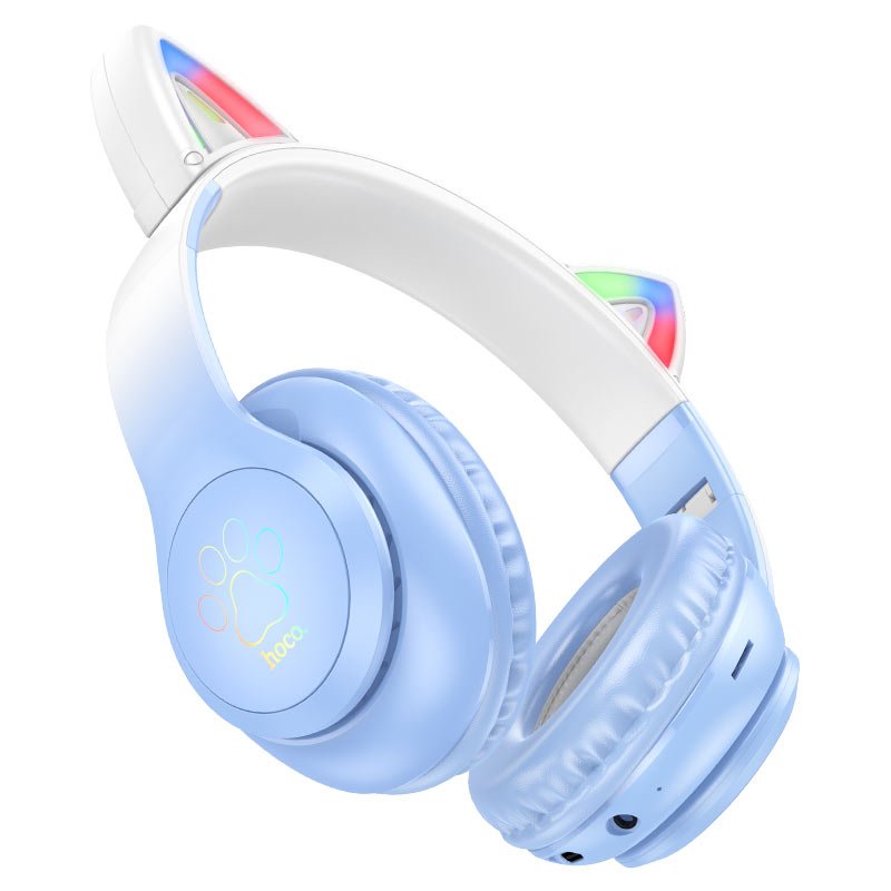 Детские складные Bluetooth наушники Hoco W42 с LED-подсветкой и ушками