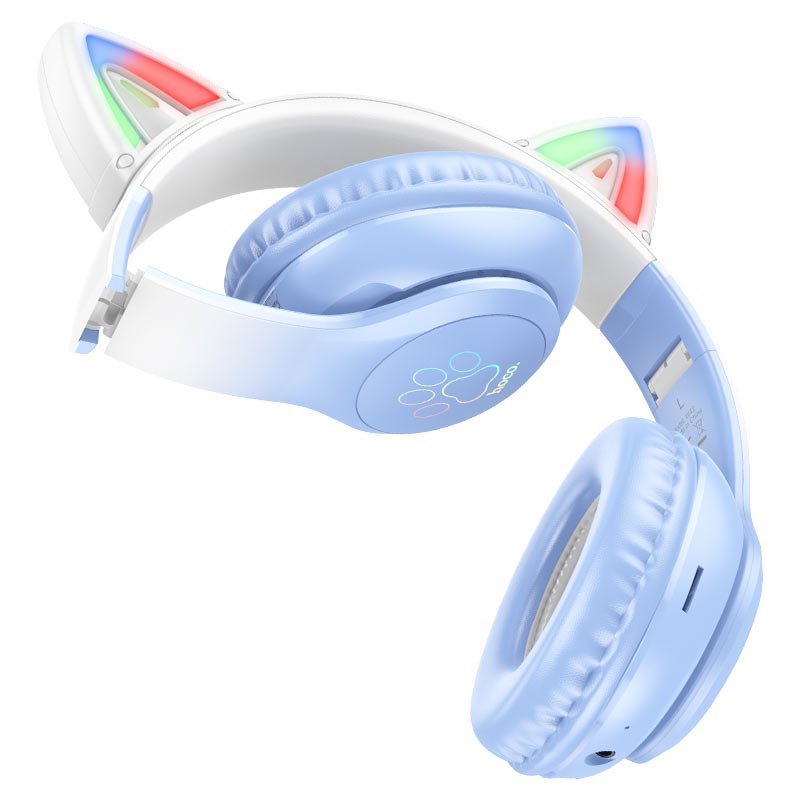Детские складные Bluetooth наушники Hoco W42 с LED-подсветкой и ушками