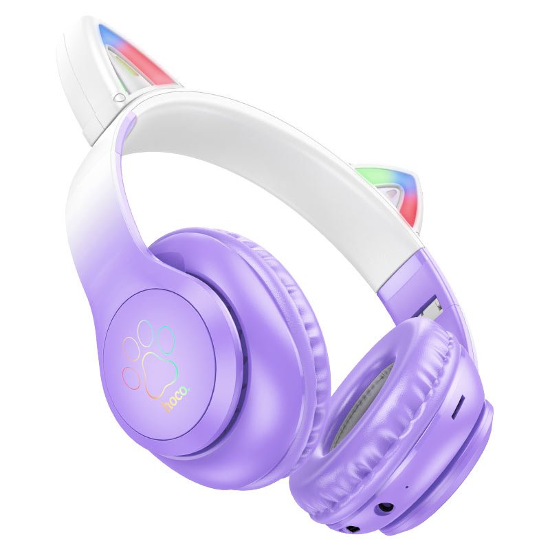 Детские складные Bluetooth наушники Hoco W42 с LED-подсветкой и ушками