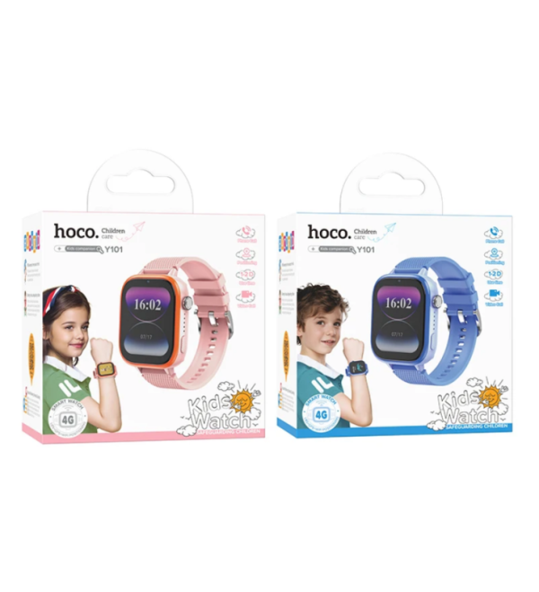 Умные детские часы Hoco Y101 4G с GPS, камера, сенсорный экран, Wi-Fi, Android, розовый и голубой цвет