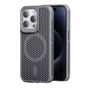 гибридный чехол AeroCool MagSafe для iPhone 16 серого цвета