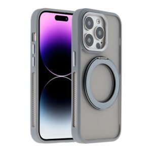 гибридный чехол с MagSafe и вращающимся кольцом 360 для iPhone 15, чёрный и серый