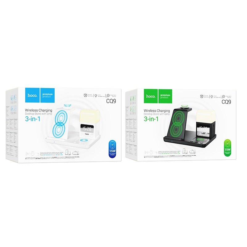 Hoco CQ9 Crown зарядка ночник черно-белая