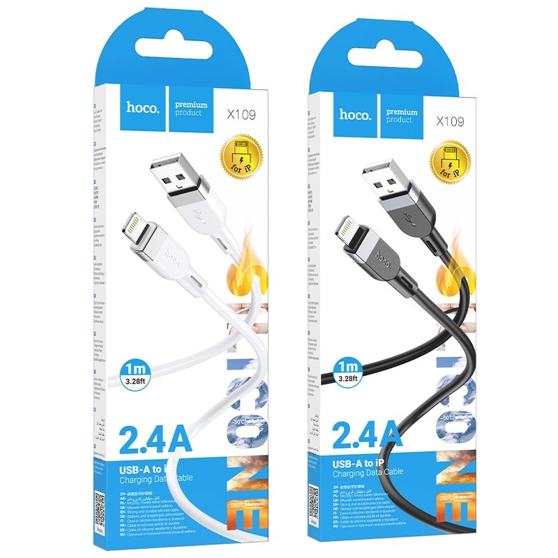 Hoco X109 Energy silicone charging data cable iPL1M white Hoco X109 Lightning