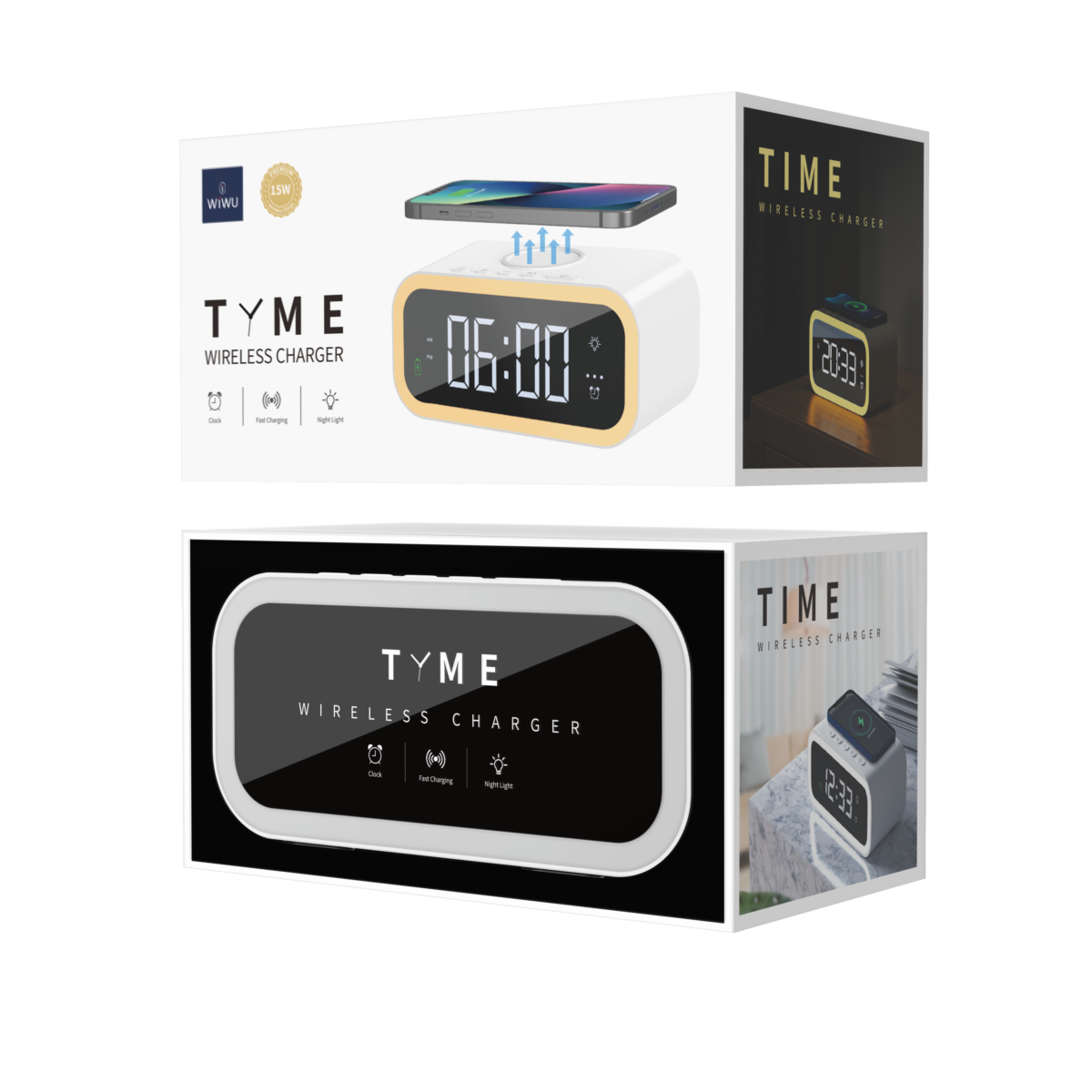 WIWU Wi-W015 зарядка с будильником белая