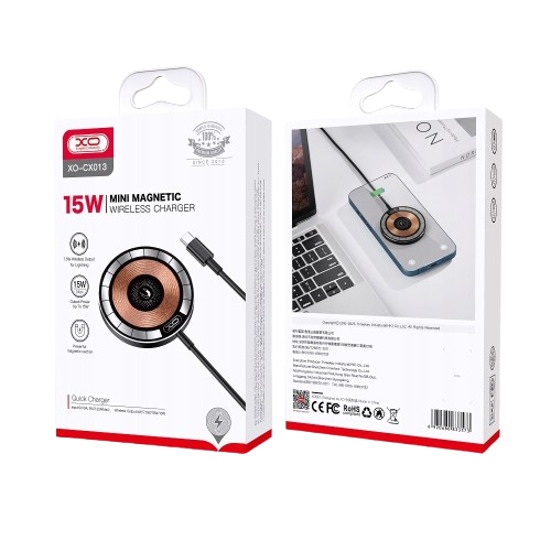 XO CX013 магнитная беспроводная зарядка коричневая