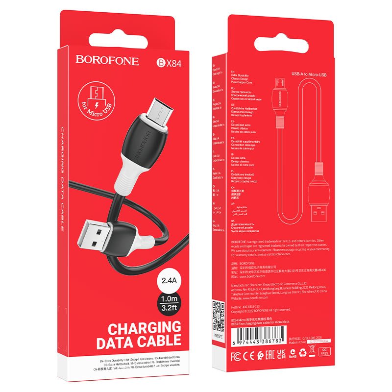 кабель Borofone BX84 micro usb чёрный