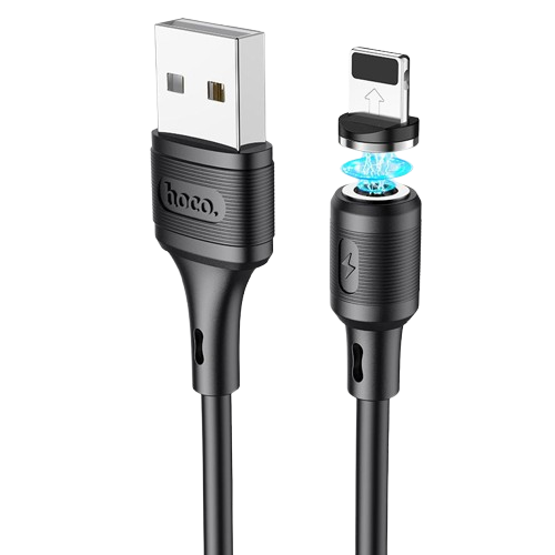 Hoco X52 Sereno Magnetic Charging Cable — Lightning, 1m, Black