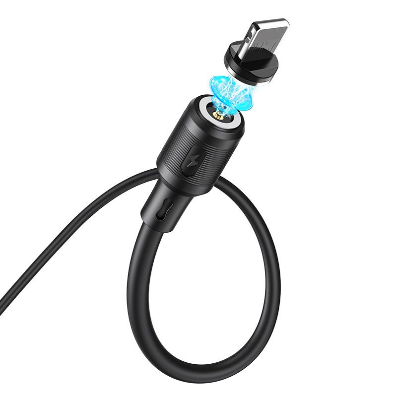 Hoco X52 Sereno Magnetic Charging Cable — Lightning, 1m, Black