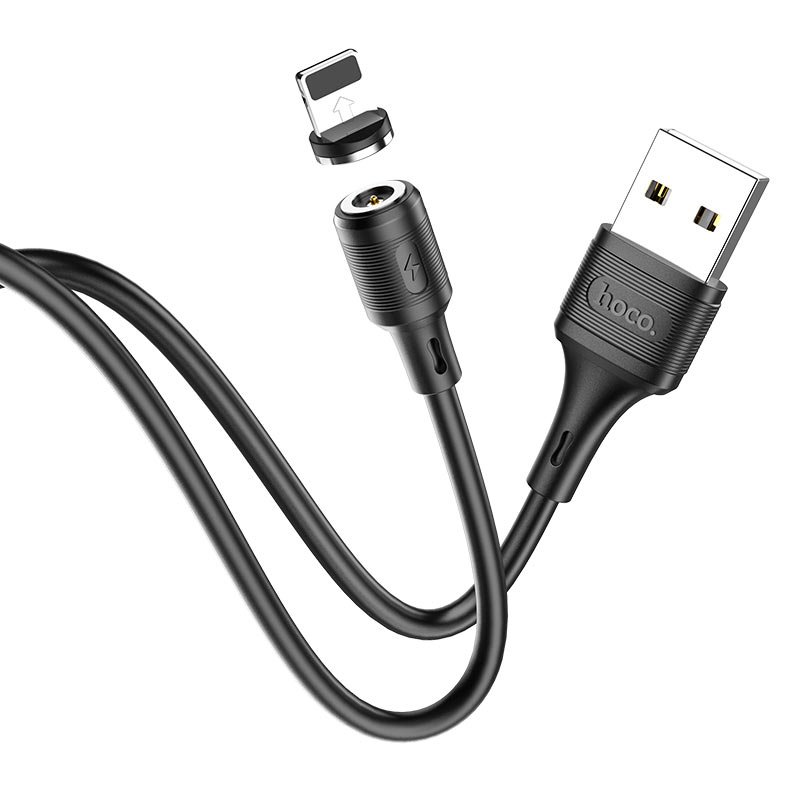 Hoco X52 Sereno Magnetic Charging Cable — Lightning, 1m, Black