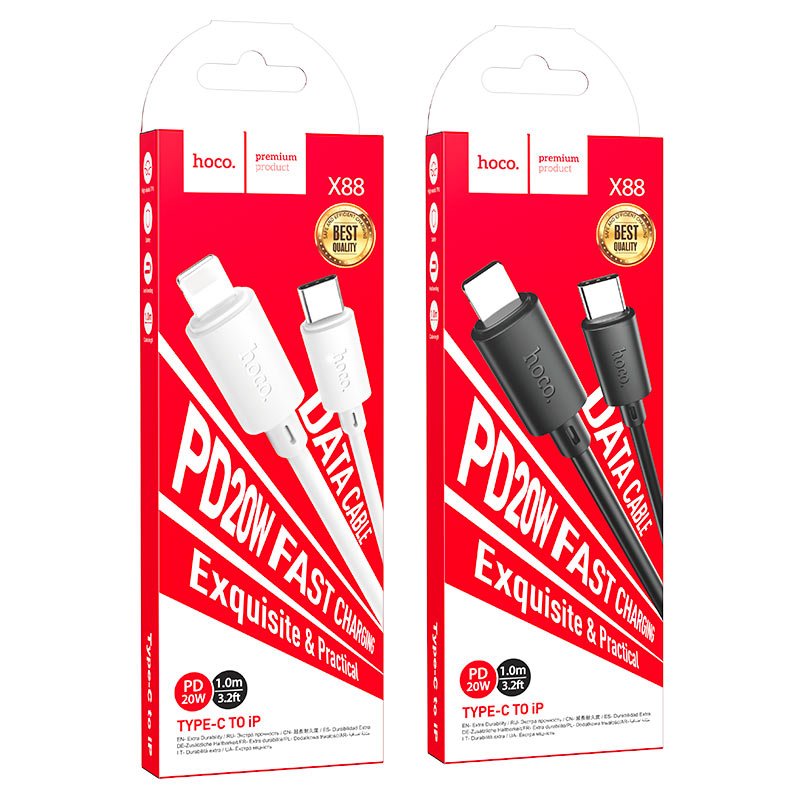 Hoco X88 Gratified Lightning cable — PVC, 1 м