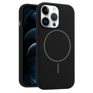 MagSafe чехол iPhone 12 Pro жидкий силикон — чёрный