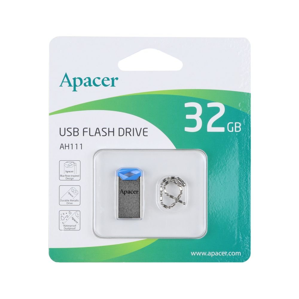 флешка Apacer AH111 32GB серебристо-синий
