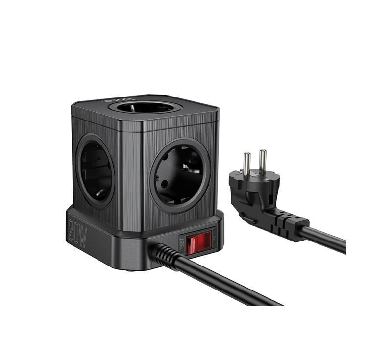 Hoco NS8 Sharp настольный удлинитель с USB PD20W чёрный