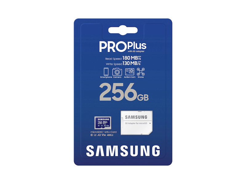 Карта Samsung PRO Plus 256GB с адаптером SD синий