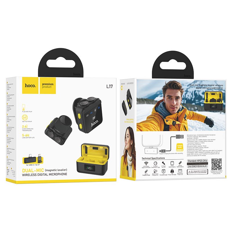 беспроводной микрофон hoco l17 dual mic