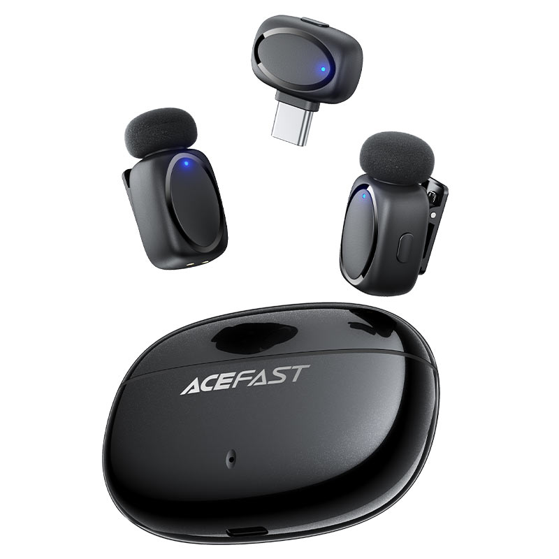 беспроводной петличный микрофон acefast r2 черный