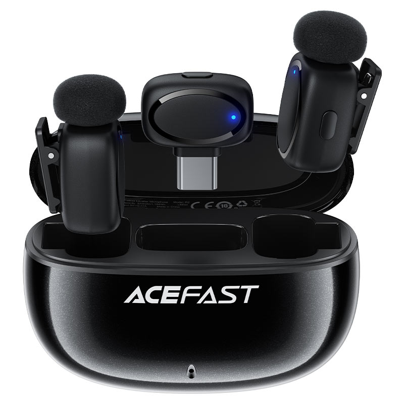 беспроводной петличный микрофон acefast r2 черный