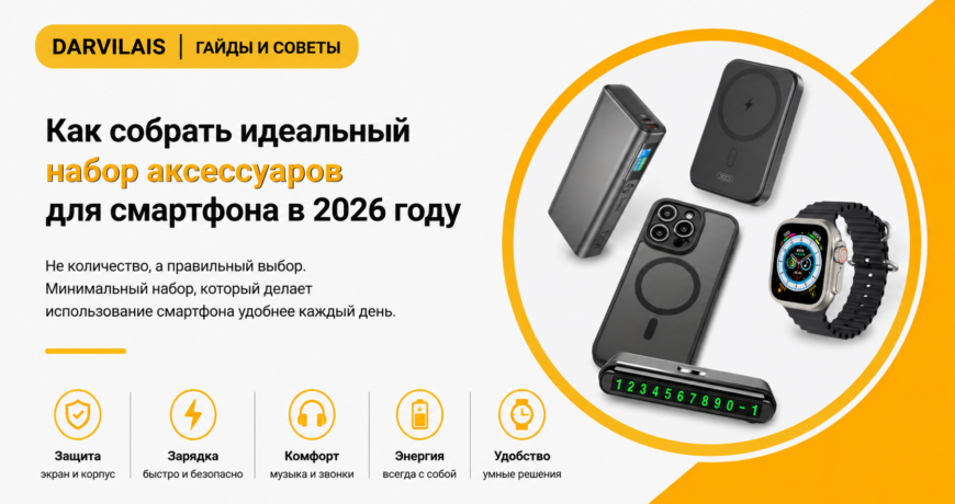 Набор аксессуаров для смартфона в 2026 году