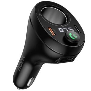 Чёрный FM-трансмиттер Hoco E88 Star 35W Bluetooth 5.4 с двумя USB-C и дополнительным гнездом прикуривателя
