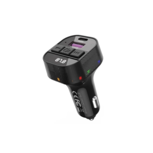 Чёрный FM-трансмиттер XO BCC17 Bluetooth 5.3 с USB-C PD 30W, USB-A и FM-передачей музыки