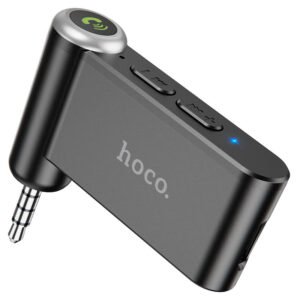 Чёрный Bluetooth AUX адаптер Hoco E58 Magic Music с разъёмом 3,5 мм и встроенным микрофоном