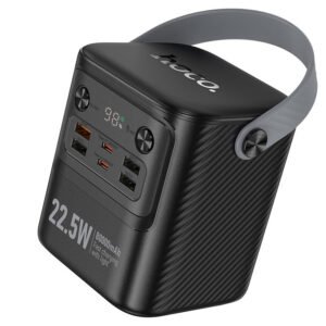 Чёрный повербанк Hoco J152 Tough 80000mAh с шестью выходными портами, цифровым дисплеем и LED-фонарём