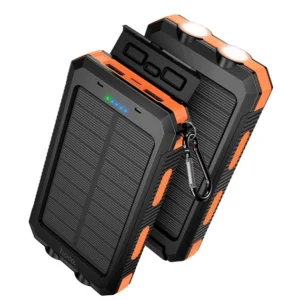 Чёрный повербанк Hoco J164 Platinum Solar 8000mAh с солнечной панелью и двойным LED-фонарём