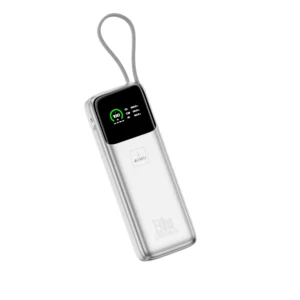Повербанк WiWU PM301 20000mAh 130W серебристый со встроенным кабелем USB-C и TFT-дисплеем