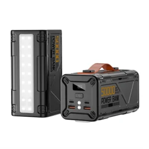Чёрный повербанк WiWU Armor Wi-P029 50000mAh 100W с цифровым дисплеем и встроенным LED-фонарём