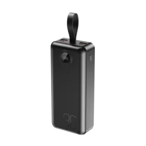 Чёрный повербанк XO PR240 30000mAh 22.5W с цифровым дисплеем, тремя выходными портами и LED-фонариком